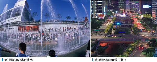 第1回(2007):水の噴出, 第2回(2008):清渓川祭り