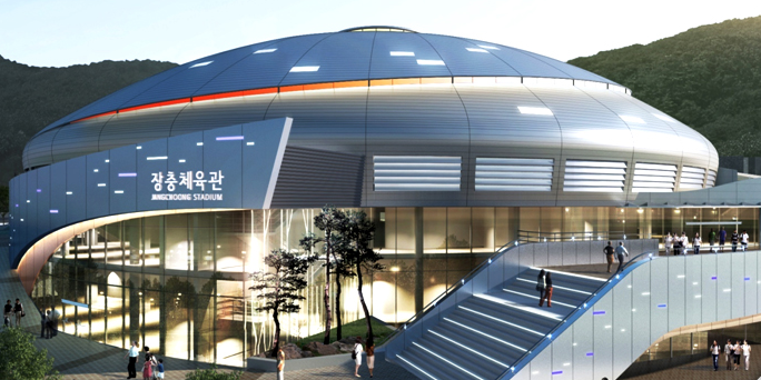 韓国初の室内競技場、チャンチュン(奨忠)体育館