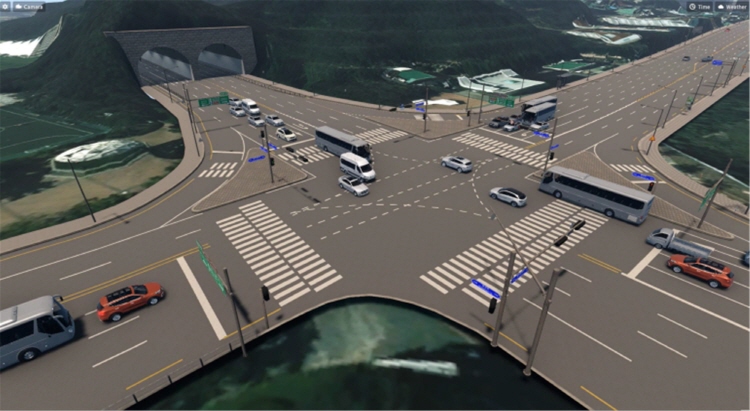 実際の道路及び交通状況を構築した自律走行仮想現実メタバース-2