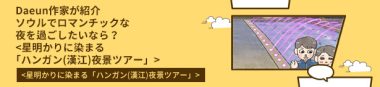 ソウルでロマンチックな夜を過ごしたいなら？ <星明かりに染まる「ハンガン(漢江)夜景ツアー」>(with Daeun作家)